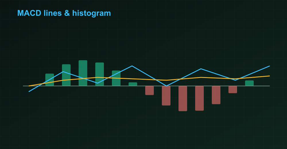 MACD lines and histogram