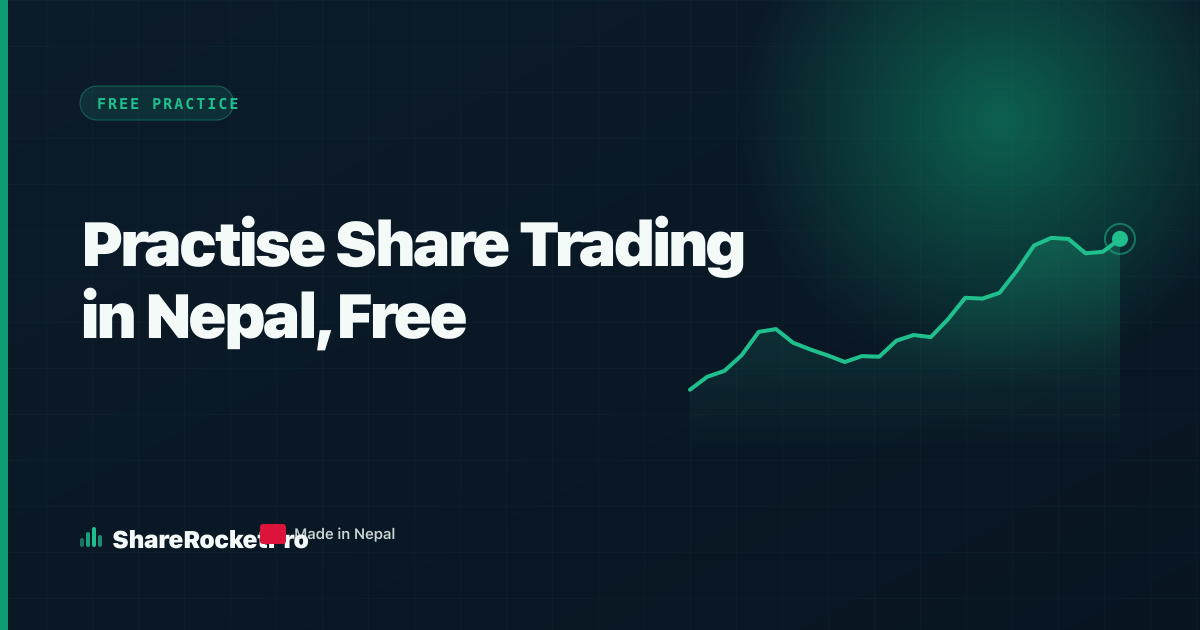 Practise share trading in Nepal for free — rising line chart cover