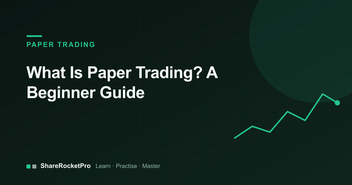 Rising line chart with the words Paper Trading
